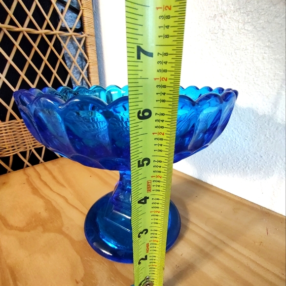 Vintage glass Indiana Aqua Blue Tear Drop Pedestal Compote Candy Dish 6" - Picture 5 of 11